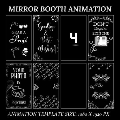 Mirror Booth Animations For Wedding, Magic Mirror Animations, Touch to Start, Countdown, Pose, Love, Photo Booth Mirror Animations