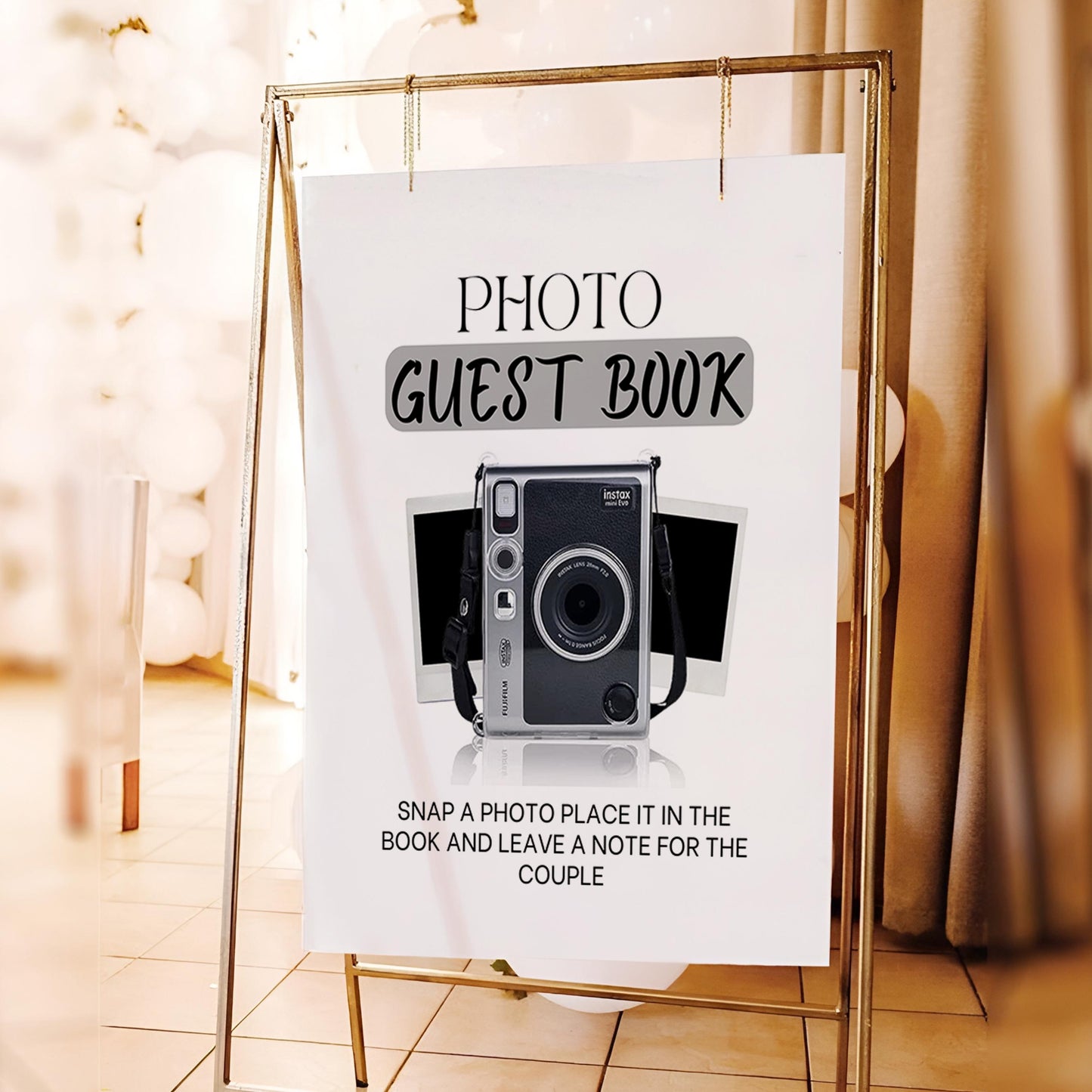 Instax Mini Evo Photo Guestbook, Instax Mini Evo Camera Instructions Sign, How To Load A Film, How To Take A Photo