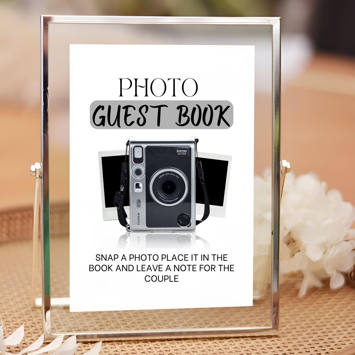 Instax Mini Evo Photo Guestbook, Instax Mini Evo Camera Instructions Sign, How To Load A Film, How To Take A Photo