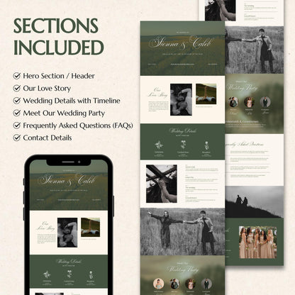 Whimsical Fields Wedding Website Template, Minimalist Theme, Modern Showit, Moody Wedding, Canva Editable Digital Invite  (Digital Download)