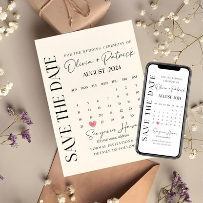 Photo Save The Date Postcard Template, Photo Wedding Invitations Photocard, Boho Save the date, Canva Template